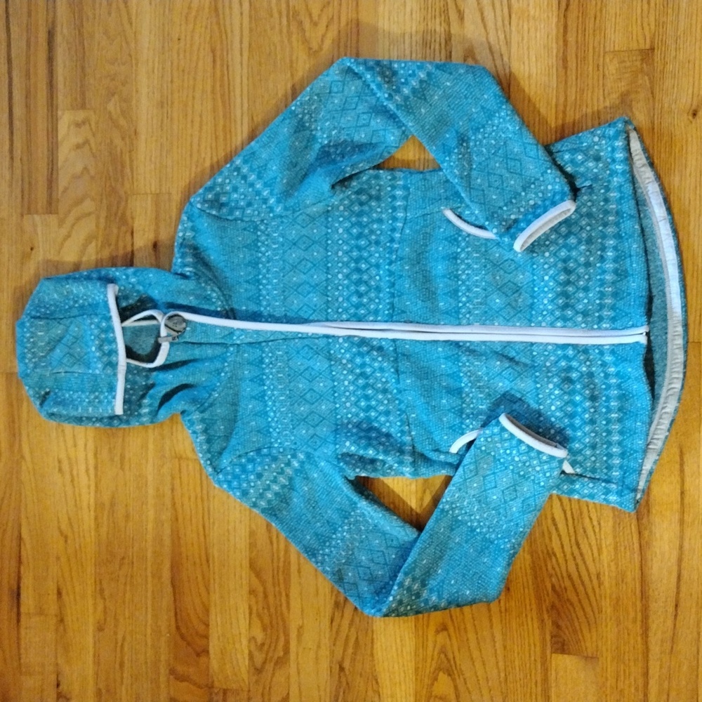PrAna teal full-zip hooded sweater fleece